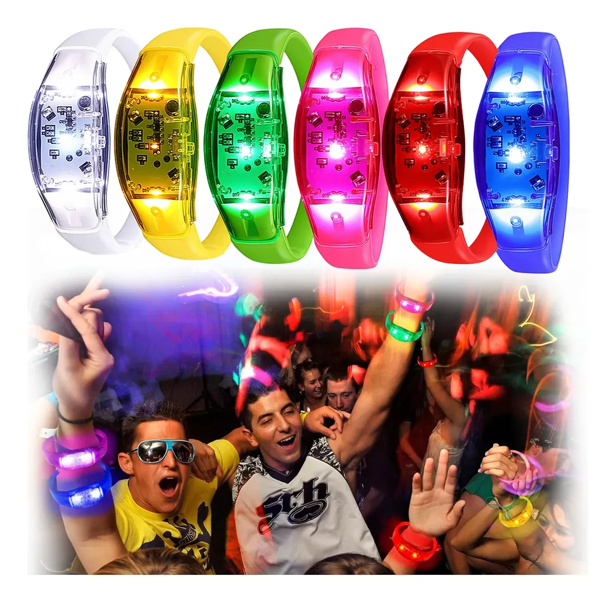 กำไลข้อมือ LED 6 ชิ้น เปิดใช้ง - Audio Music Dj บทวิจารณ์และราคา